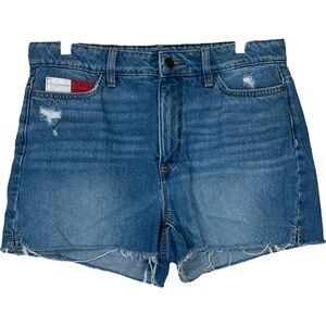 Tommy Hilfiger Denim High Rise Waisted Distressed Frayed Jean Shorts size 10